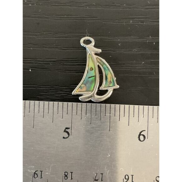 Sailboat Abalone Shell Pendant Charm Nautical Themed Jewelry - Picture 3 of 4